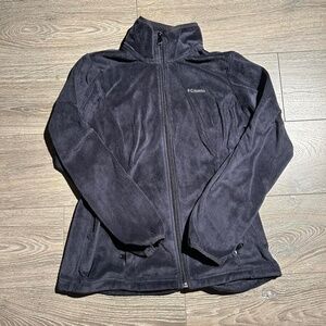 Black fuzzy Columbia fleece jacket